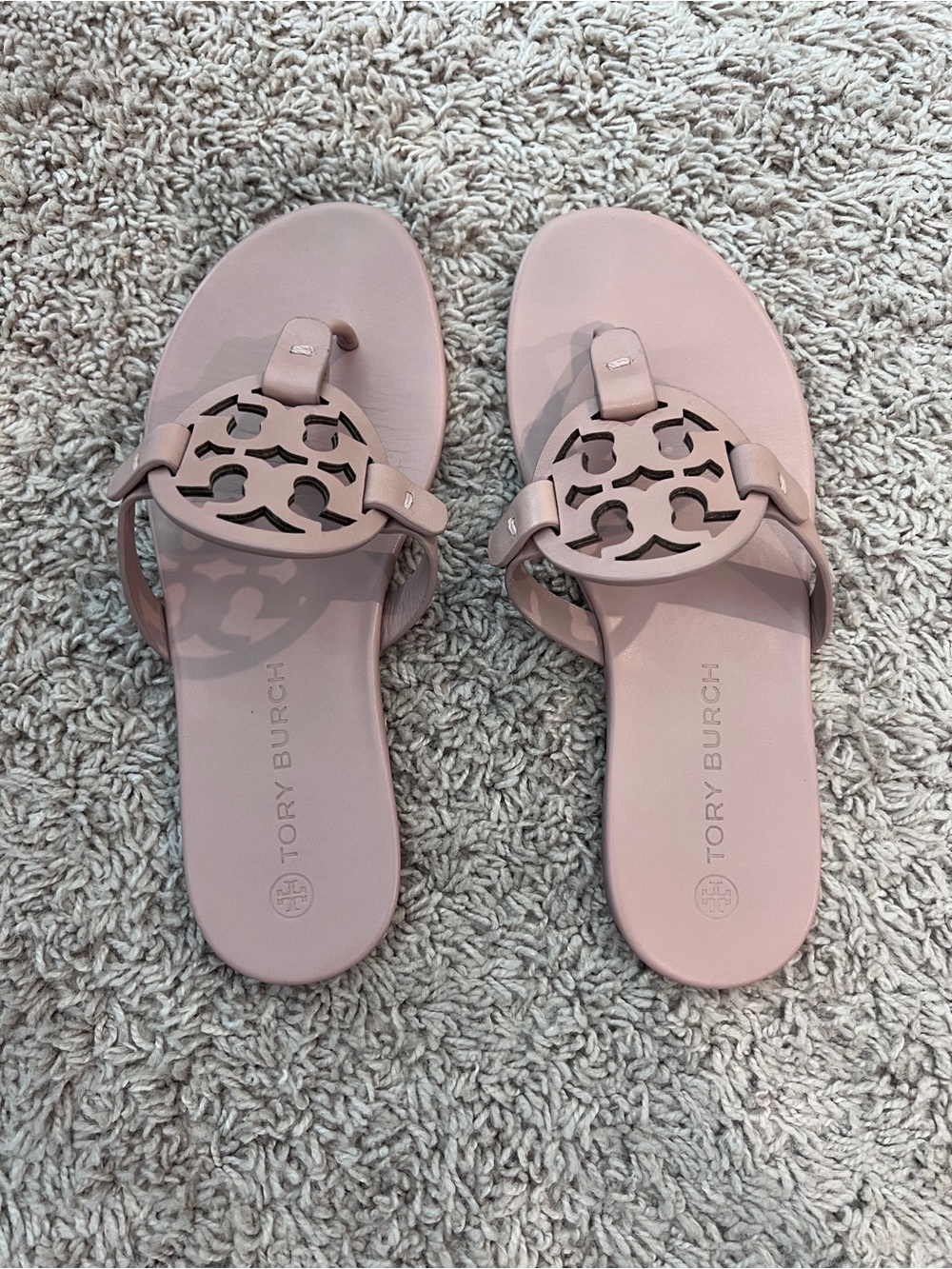 Tory Burch Miller Sandal size 7; color = Light Makeup